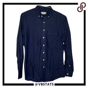 RYE 51 Small Batch Long Sleeve Navy Blue Classic Button Down Shirt in Size Small